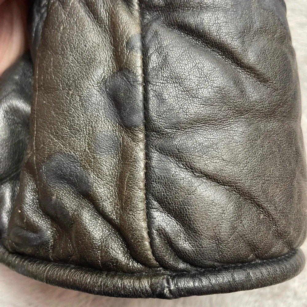 Vtg Olympia Sports Womens Leather Gauntlet Gloves Sz XL Black Cowhide Faux Fur